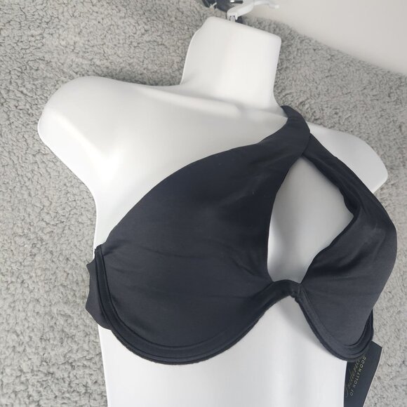 Fredericks Of Hollywood Taormina Bikini Top Medium Black Asymmetric Halter - Picture 3 of 6